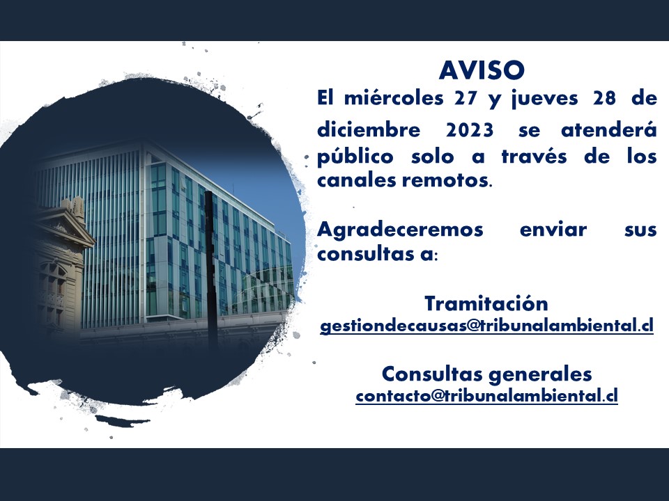 Tribunal informa atención de público los días 27 y 28 de diciembre